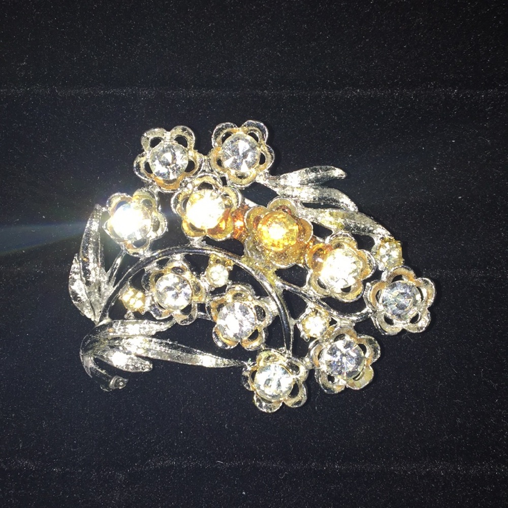 Silver and Rhinestone Pin - Picture 2 of 5